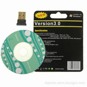 Mini USB Bluetooth USB3.0 Adapter for Hand-free/Laptops/Mobiles/Printers/Stereo, Supports Voice Data